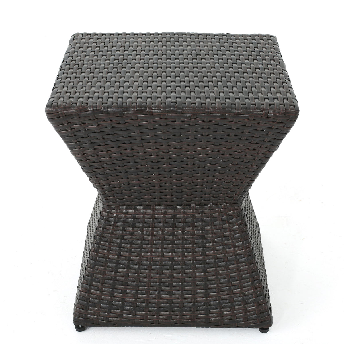Outdoor Wicker End Table - Brown Multi