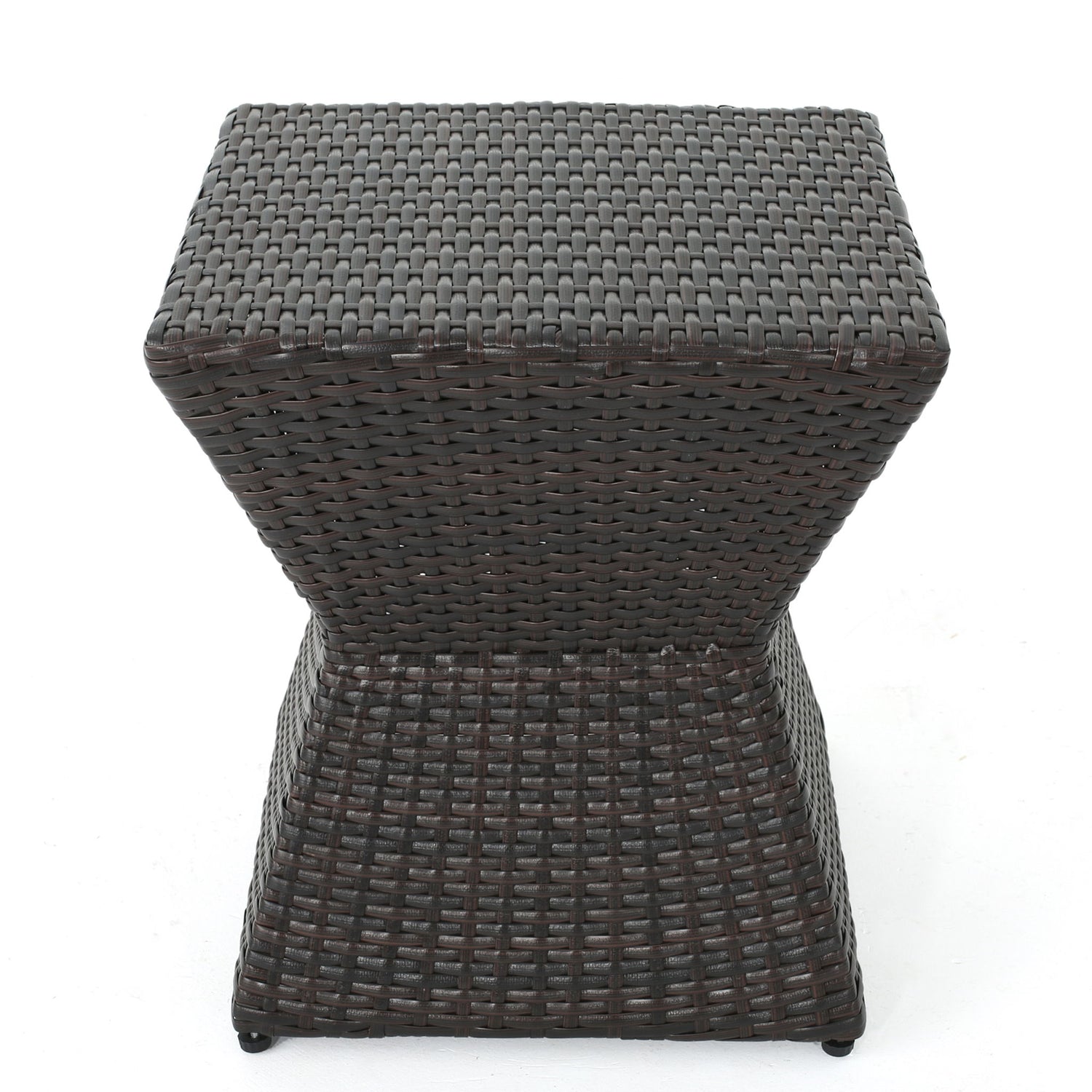 Outdoor Wicker End Table - Brown Multi