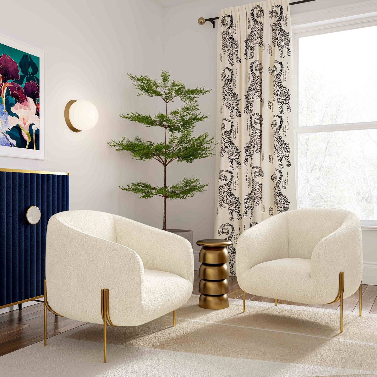 Kandra - Shearling Accent Chair - Cream