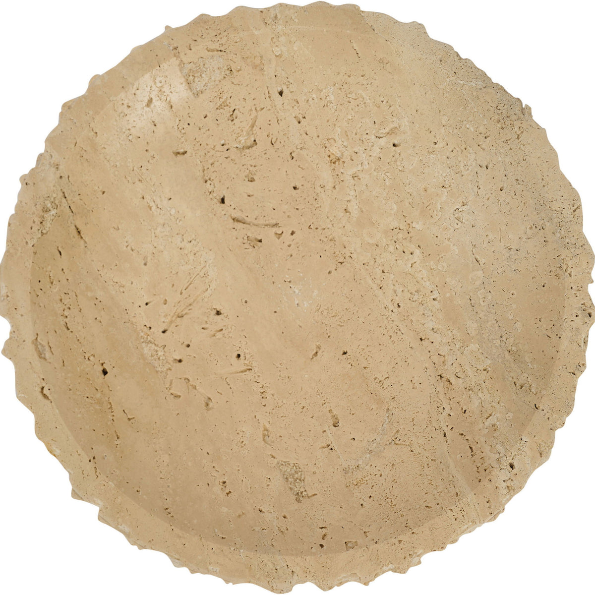Caesar genuine marble bowl in pale beige, round shallow bowl with speckled texture