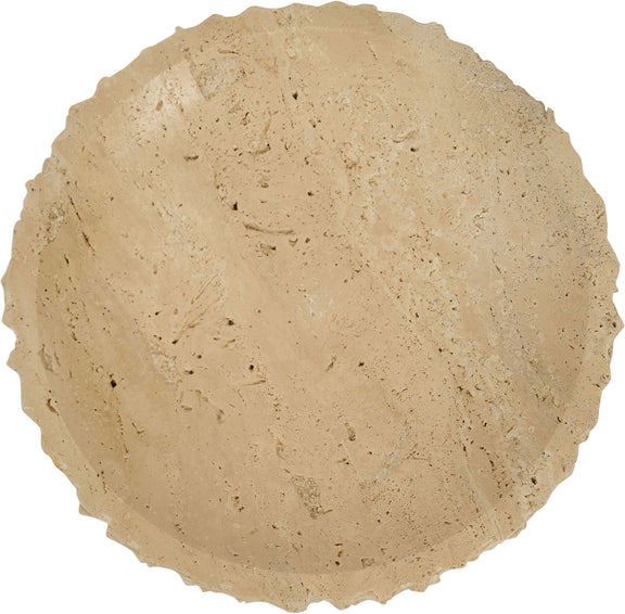 Caesar genuine marble bowl in pale beige, round shallow bowl with speckled texture