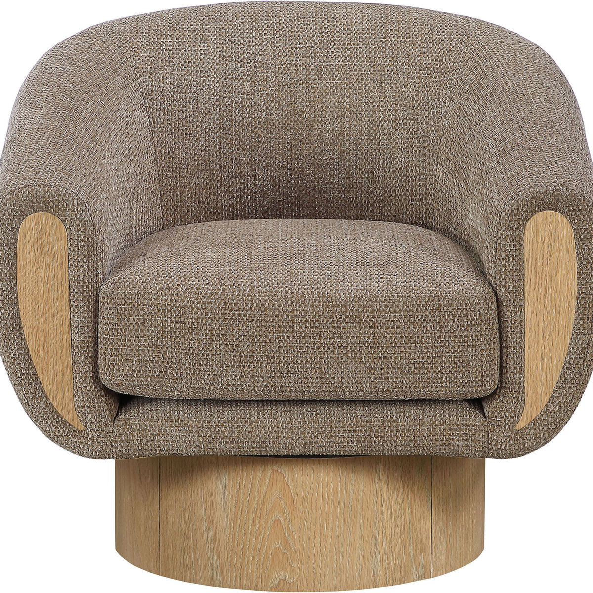 Avella - Interwoven Fabric Swivel Accent Chair - Light Brown Base