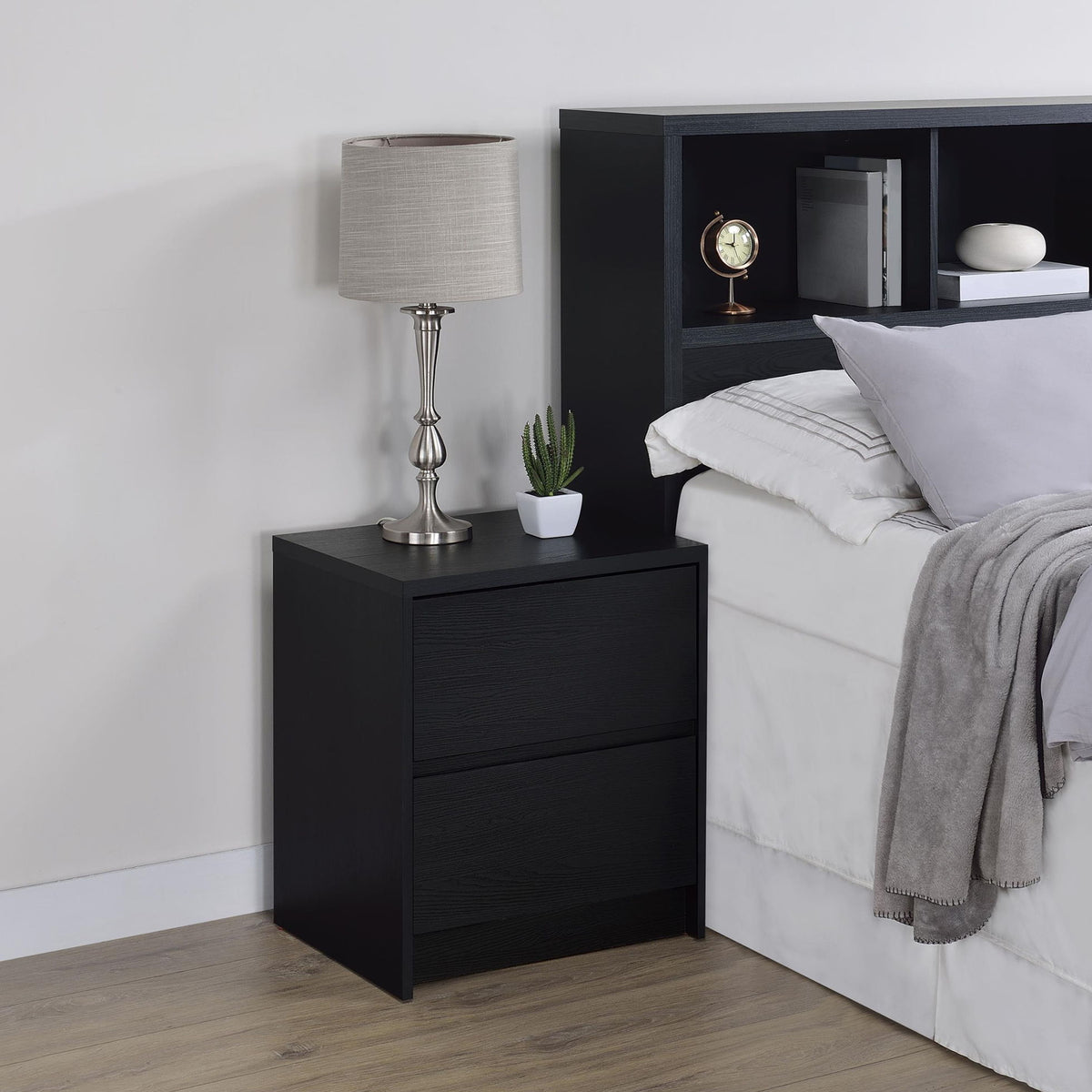 Westpark 2-drawer Nightstand LED Lights and USB Black