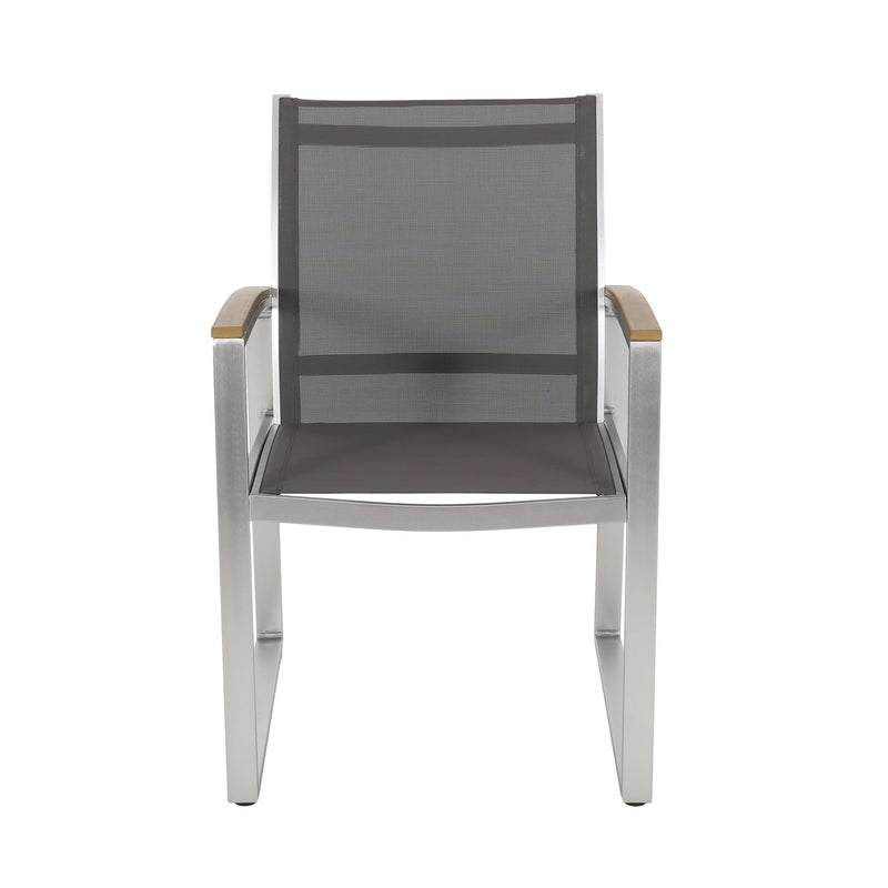 Poetic - Outdoor Dining Chair With Faux Wood Arms And Aluminum Frame (Set of 2) - Gray