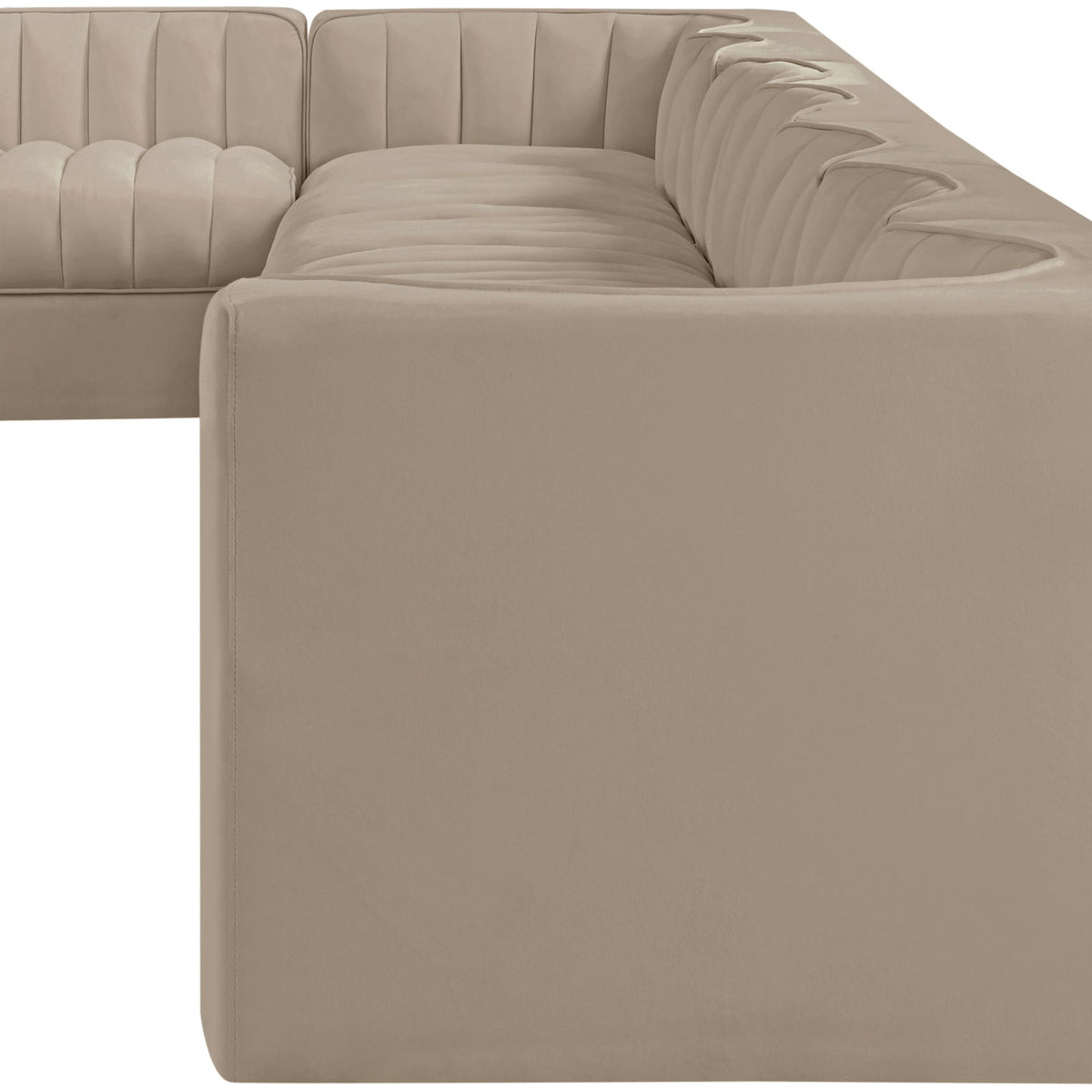 Rummi - Velvet Performance Fabric Upholstered 8 Piece Modular Sectional, L-Shaped (Right)