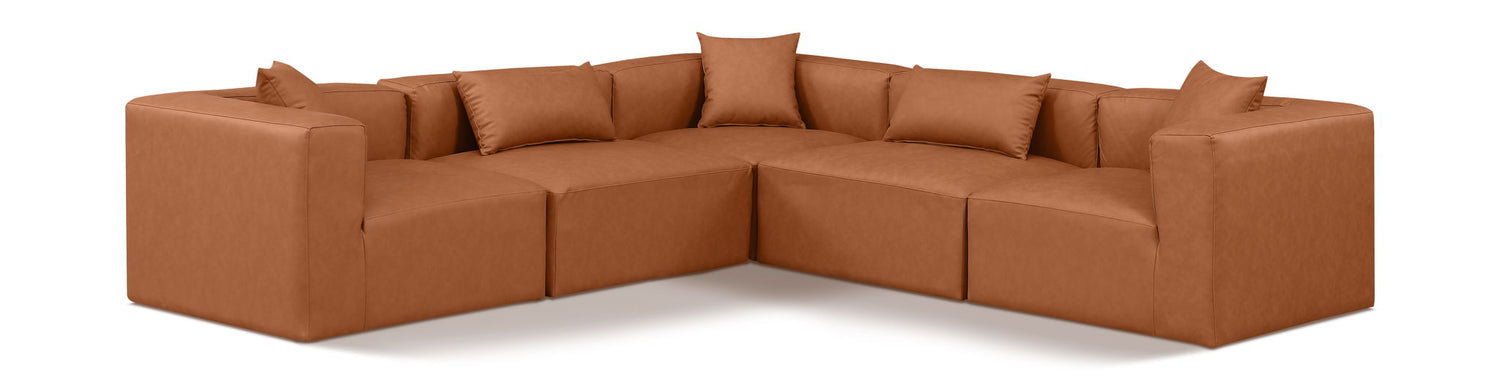 Cube - 5 Piece Modular Corner Sectional - Cognac