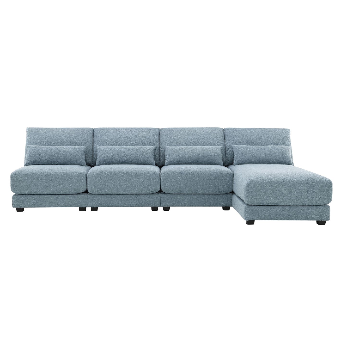 Oversized Deep Seat Sectional Sofa With Reversible Chaise, Loop Yarn Fabric 5-Seat Armless Indoor Furniture, Convertible L-Shaped Couch For Living Room, Apartment