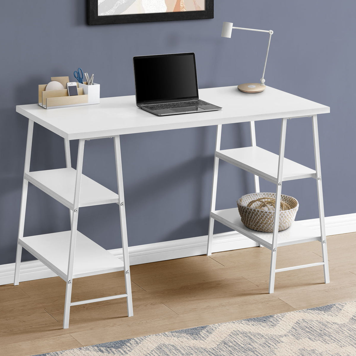 Computer Desk For Home Office, Laptop, Storage Shelves, Contemporary & Modern