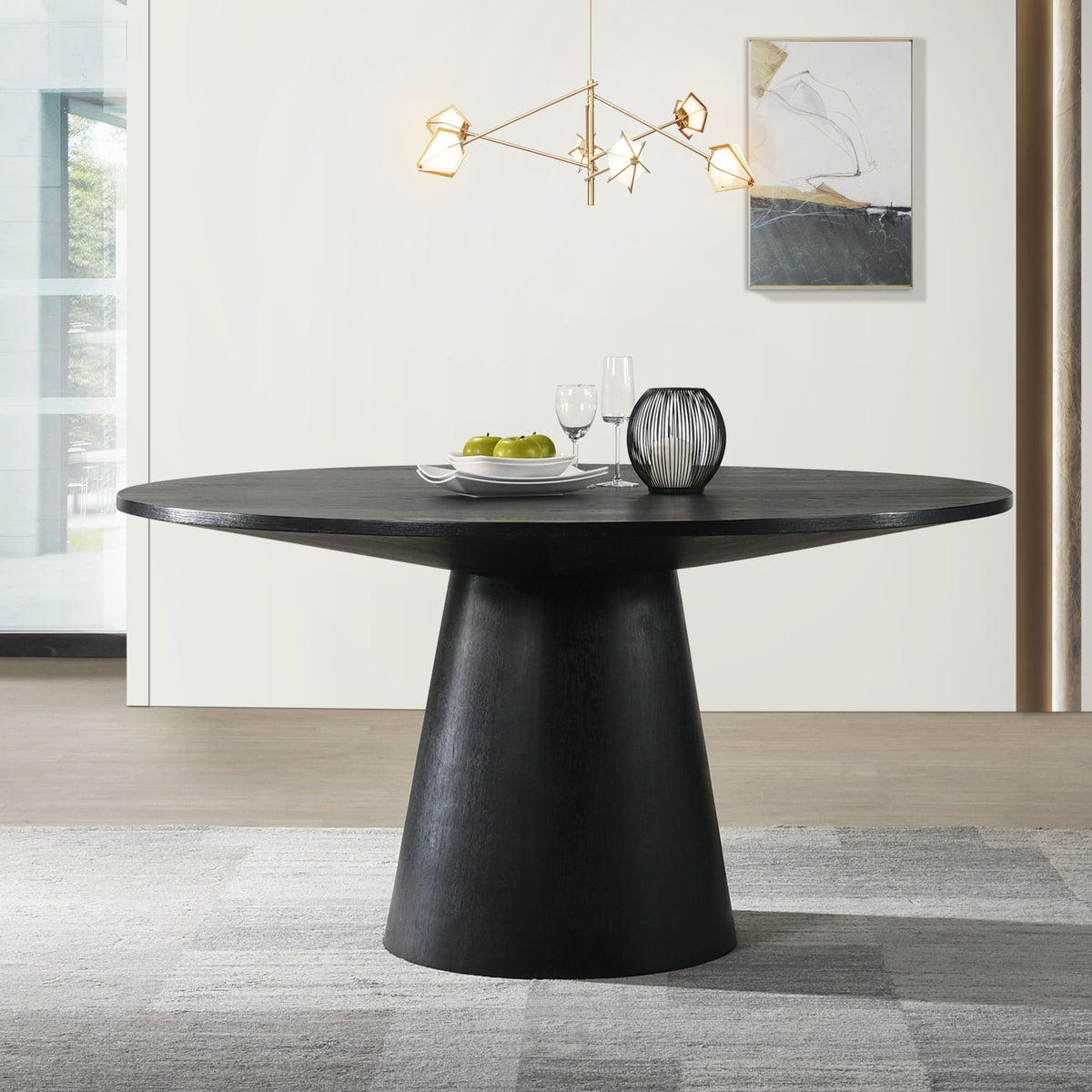 Jasper - 7 Piece Round Dining Room (Set of 7) - Ebony Black