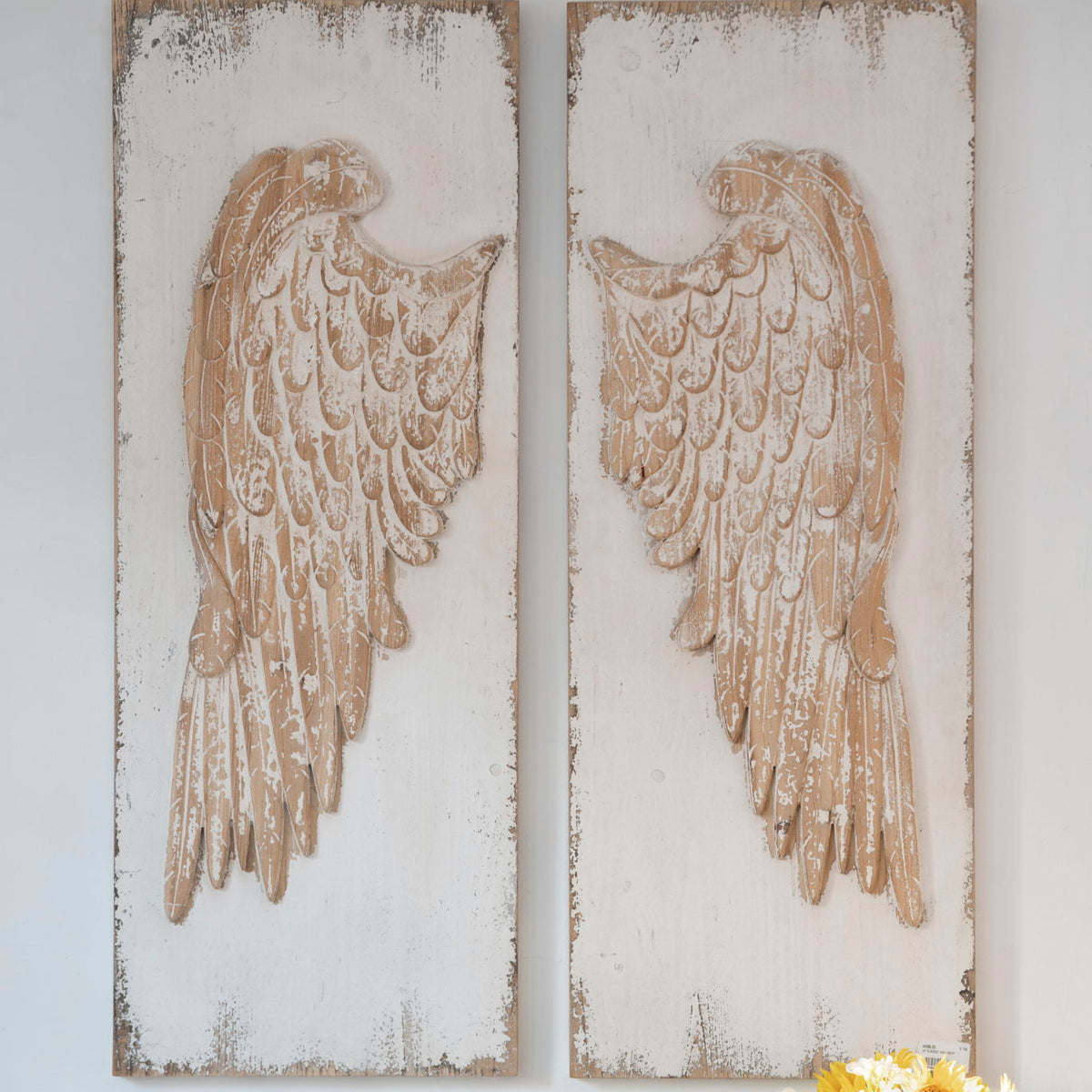 Feather Wing Wall Panels With Distressed, Rectangle Hanging Wall Art (Set of 2) - Multicolor