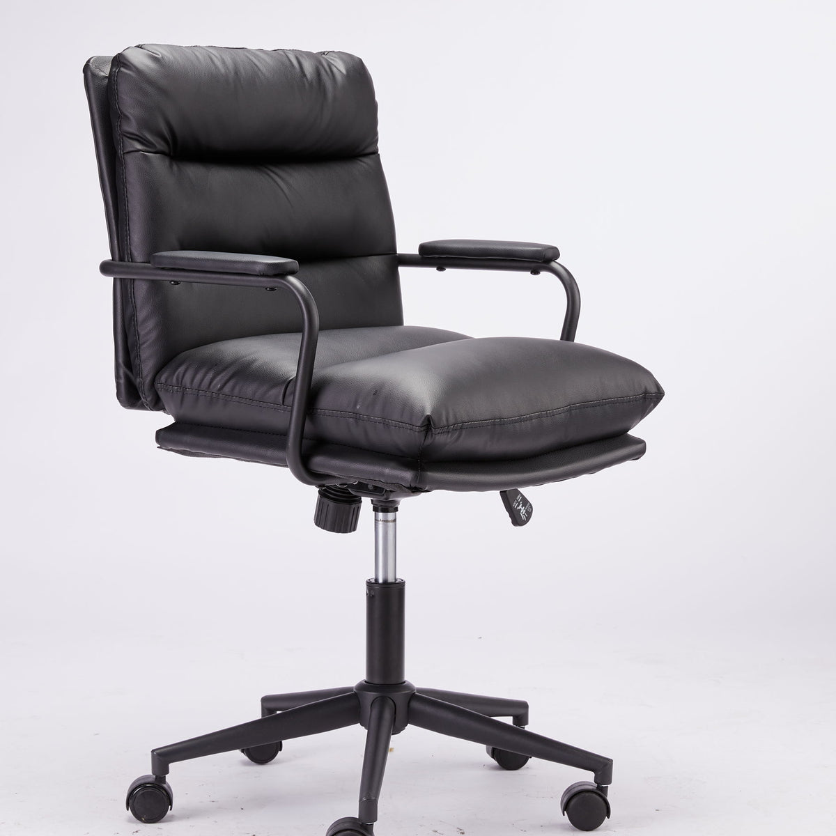 Office Chair Mid Back Desk Chair Modern Excutive Office Chair With Arms And Wheels For Home Office - Black