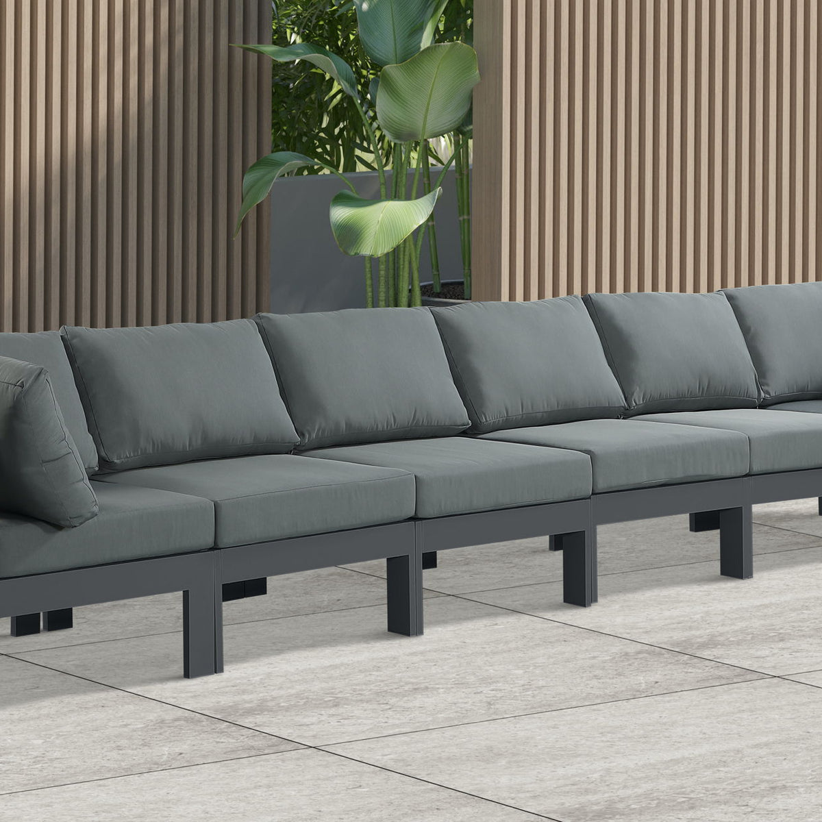 Nizuc - Outdoor Patio 6 Seat Modular Sofa With Gray Frame