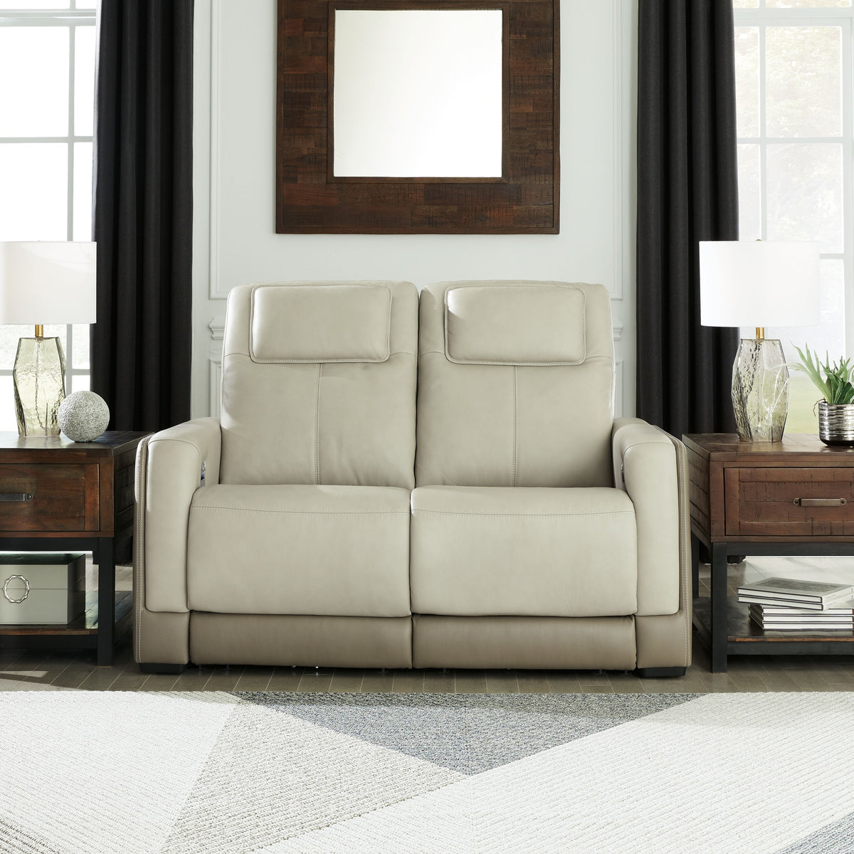 Battleville - Almond - PWR REC Loveseat/Adj Headrest