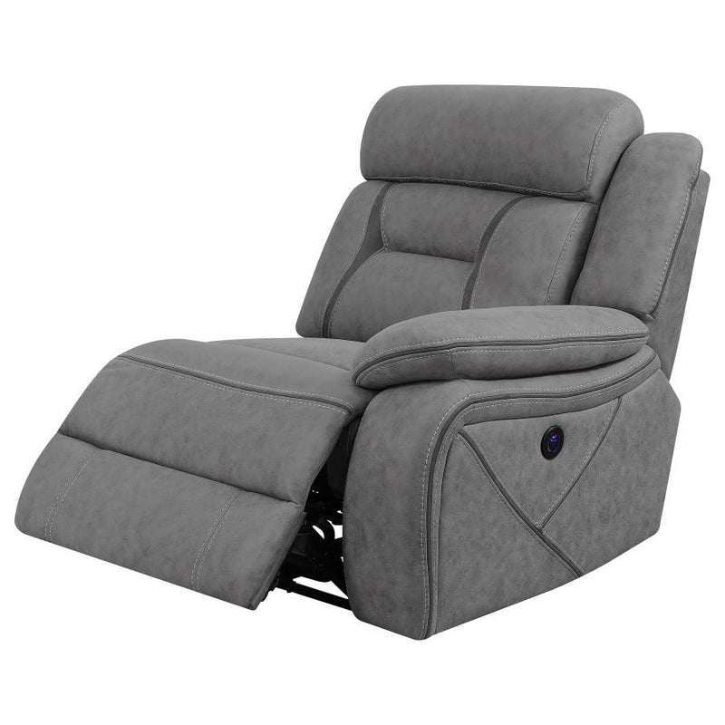 Higgins - Upholstered RAF Power Recliner - Gray