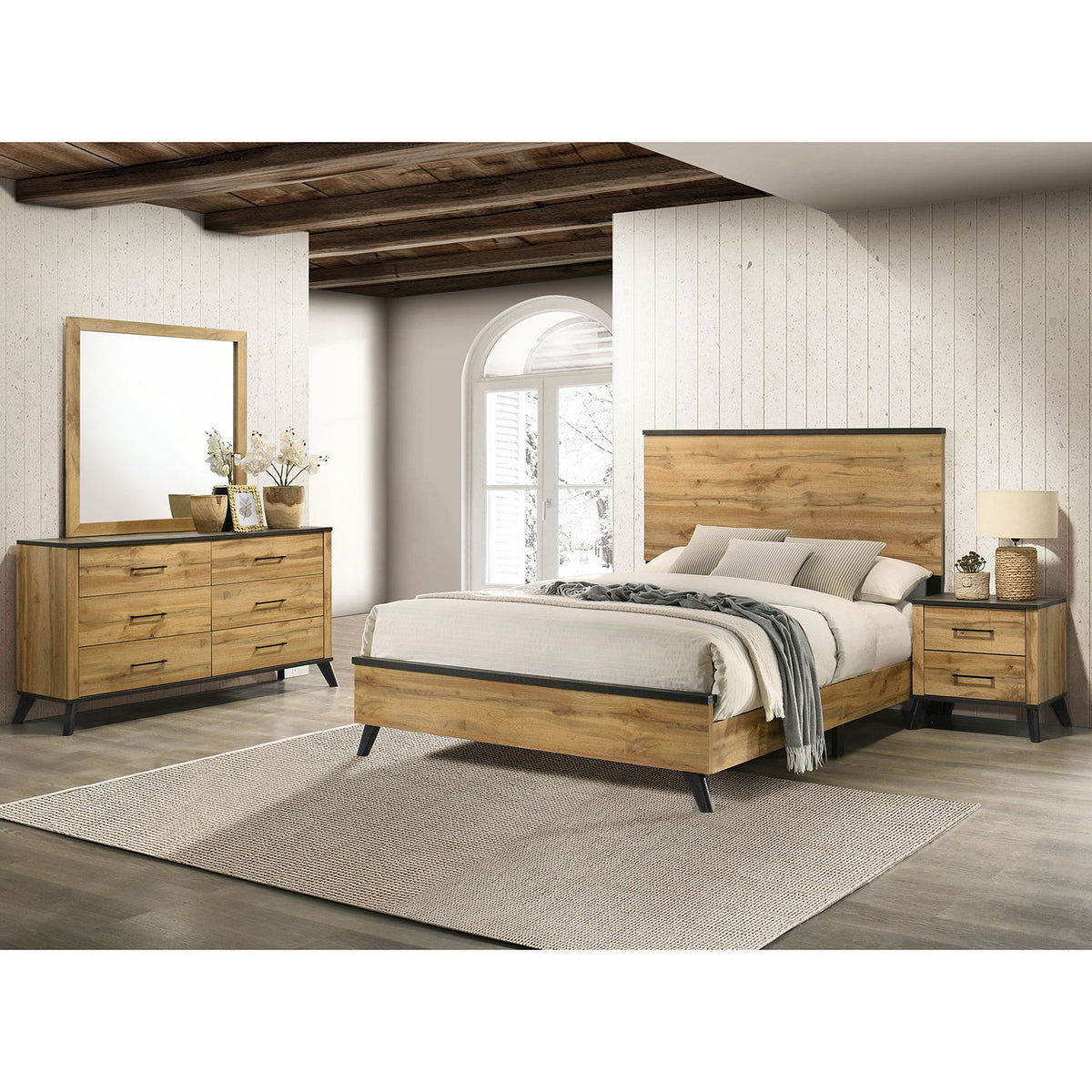 Georgina - 4 Piece Queen Bedroom Set With Trim - Natural