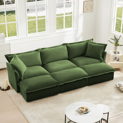 3-Seater Slipcovered Chenille Sleeper Sofa - Green Chenille