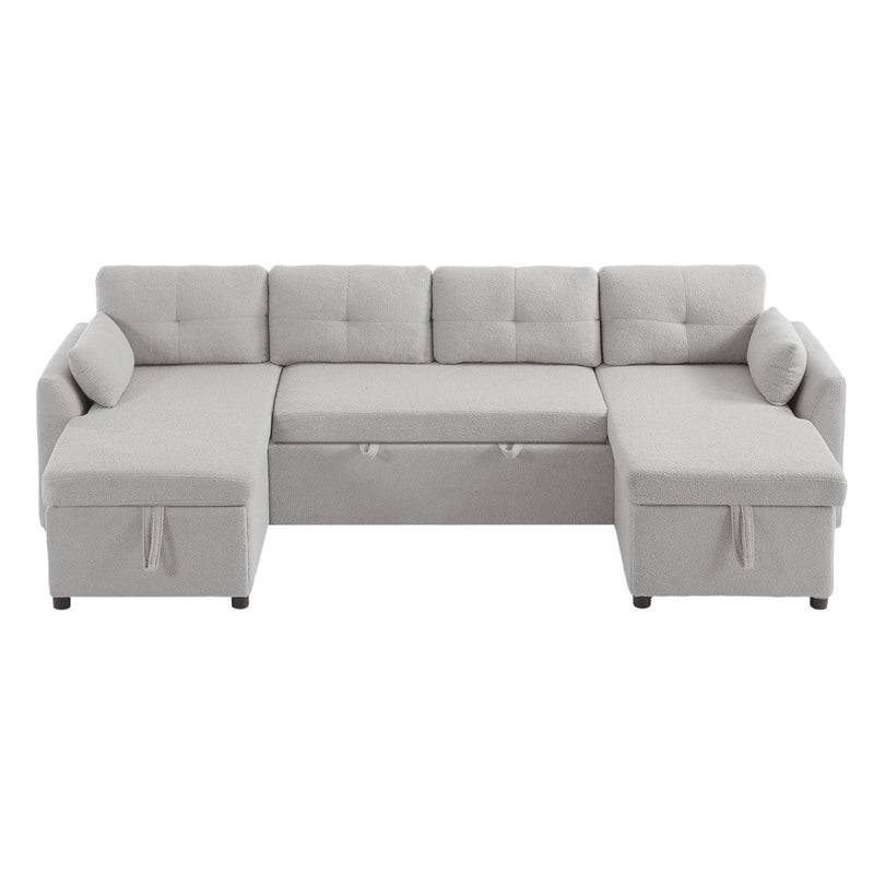 U-Shaped Sectional Sofa Bed With Storage And USB Ports