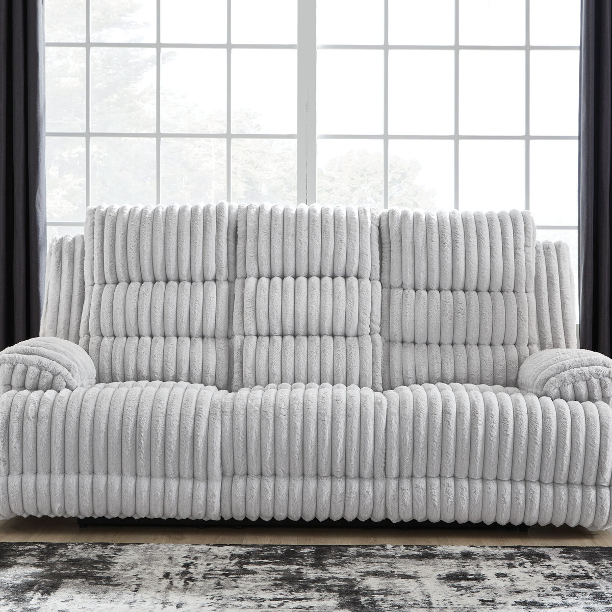 Rhines Falls - Alloy - Reclining Power Sofa With Drop Down Table
