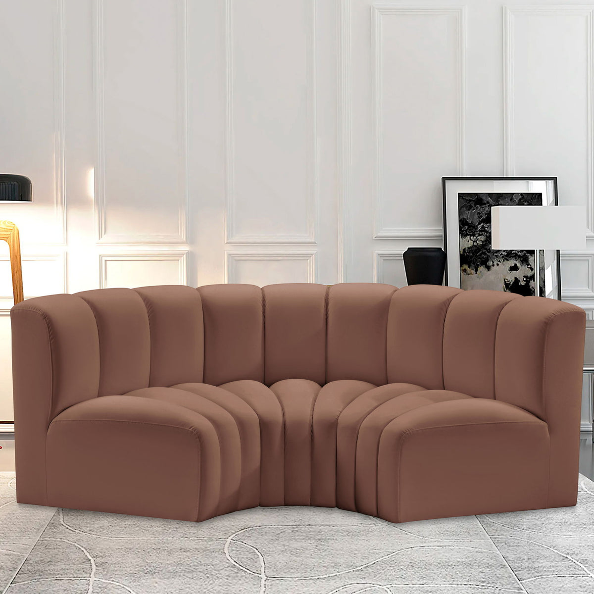 Arc - Faux Leather 3 Piece Modular U-Shaped Sofa