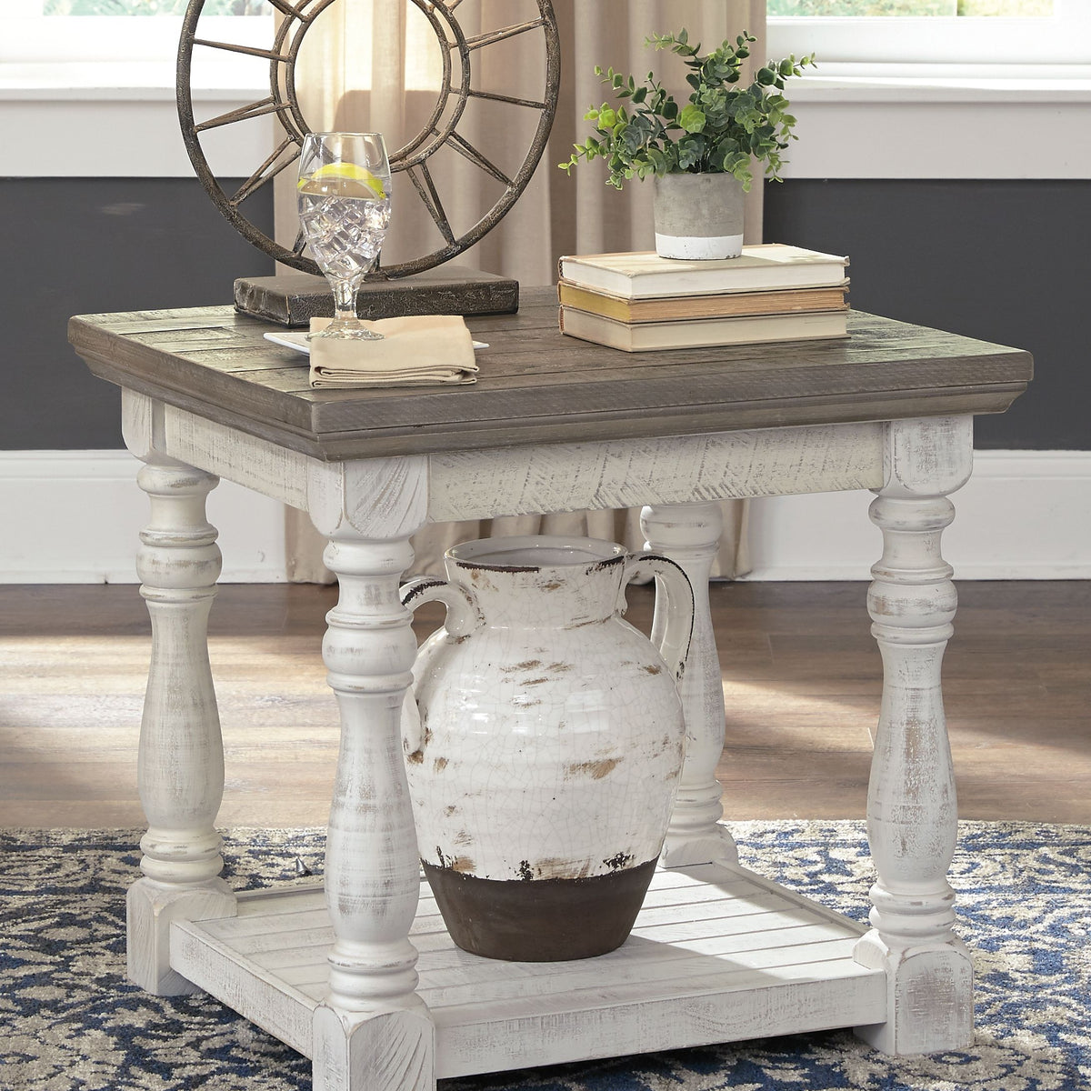 Havalance - Rectangular End Table - Gray / White
