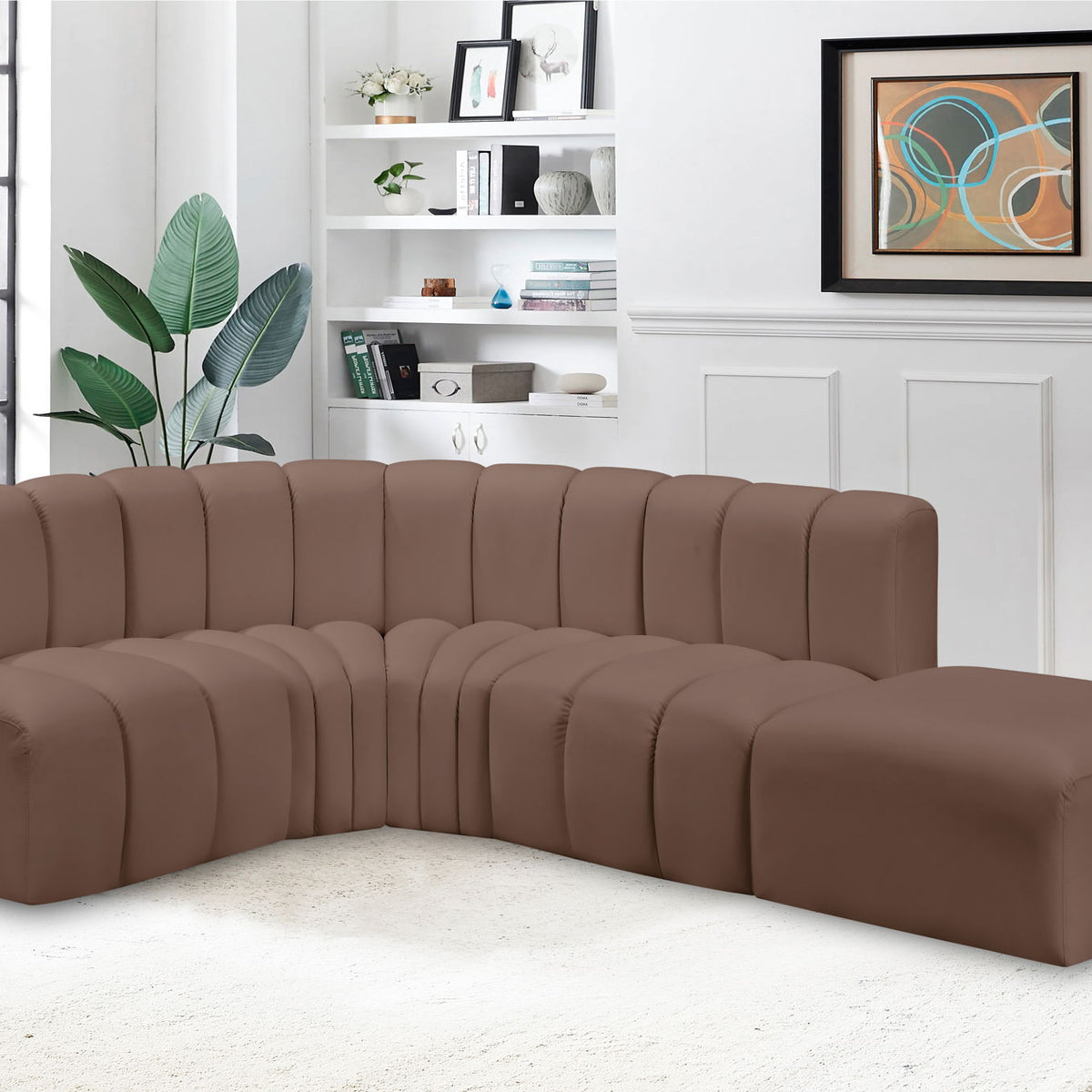 Arc - Faux Leather 5 Piece Corner Modular Sofa
