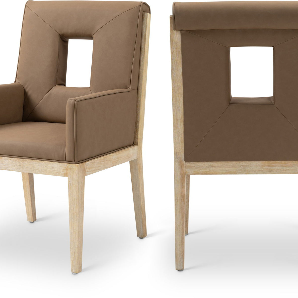 Gwendolyn - Faux Leather Dining Arm Chair With Natural Frame