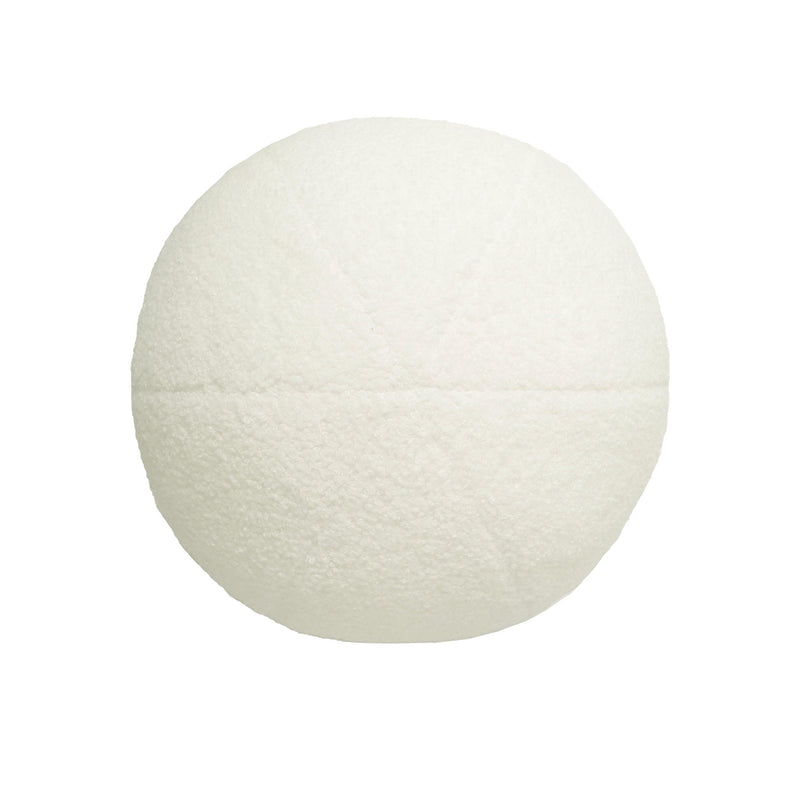 Beige vegan shearling round pillow with subtle center seam