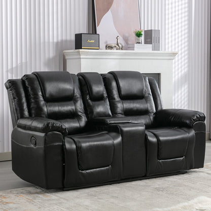 2 Seater Home Theater Recliner Manual Recliner Chair With A Storage Box And Two Cup Holders For Living Room