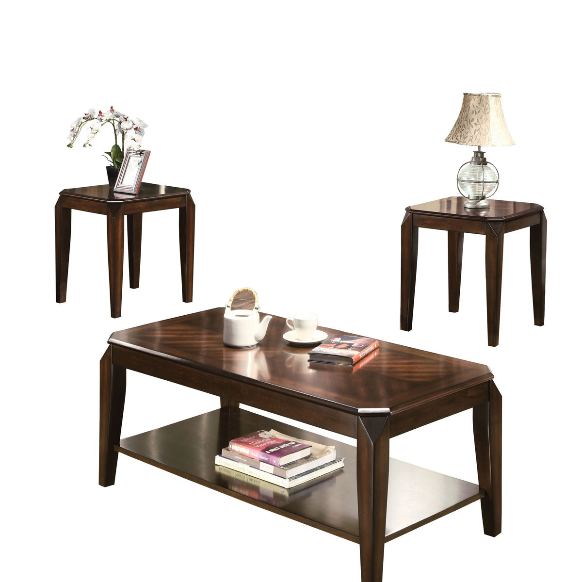 Docila - 3 Piece Pack Coffee With End Table (Set of 3) - Walnut