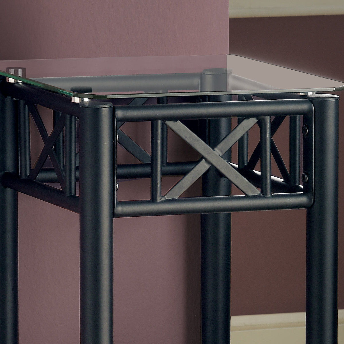 Accent Table Plant Stand Square For Living Room Tempered Glass