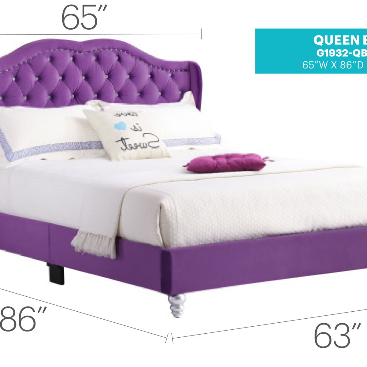Upholstered Velvet Bed Transitional