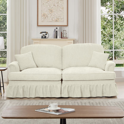 Mid-Century Chenille Sofa - Beige Chenille
