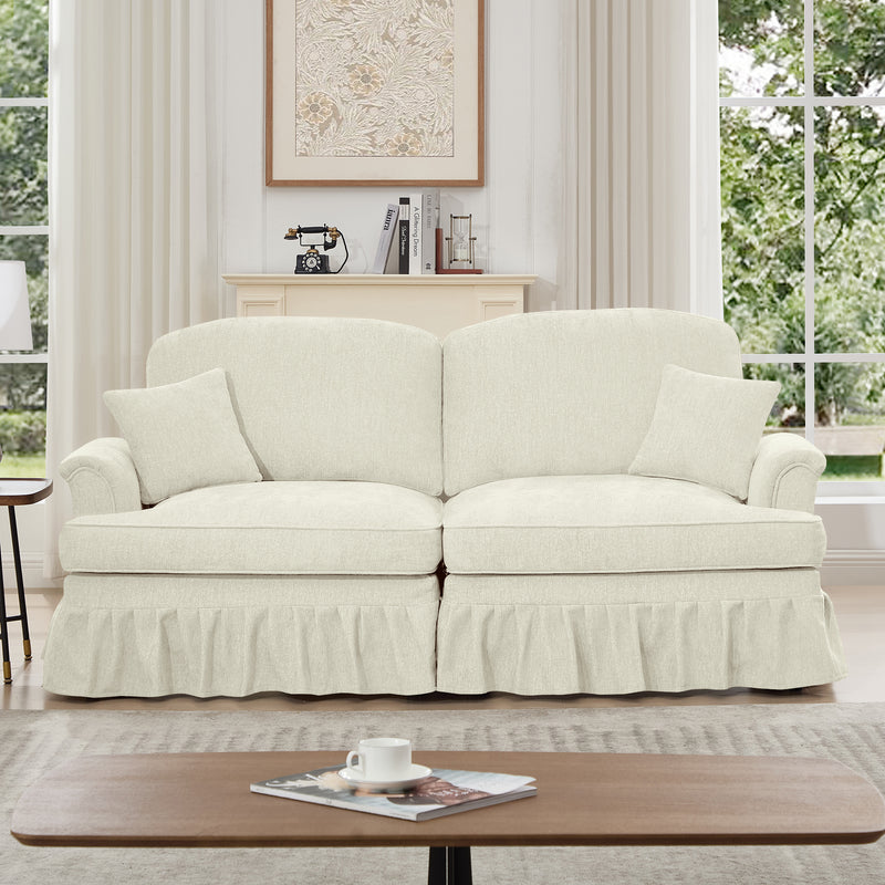 Mid-Century Chenille Sofa - Beige Chenille