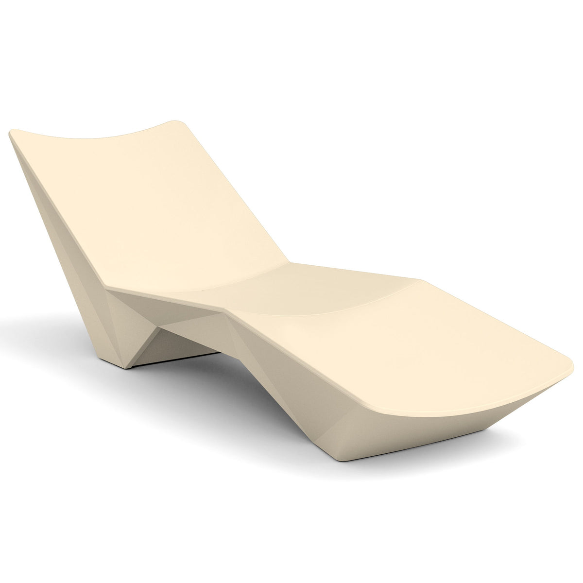 Beige shaped pool lounger with contoured seat and integrated backrest