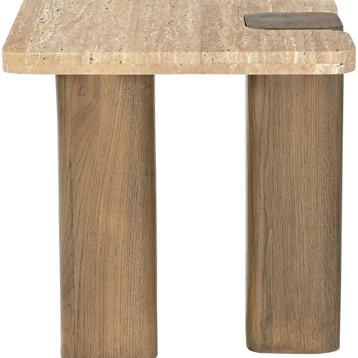 Ravenna - Genuine Fabric Travertine And Oak Wood Table