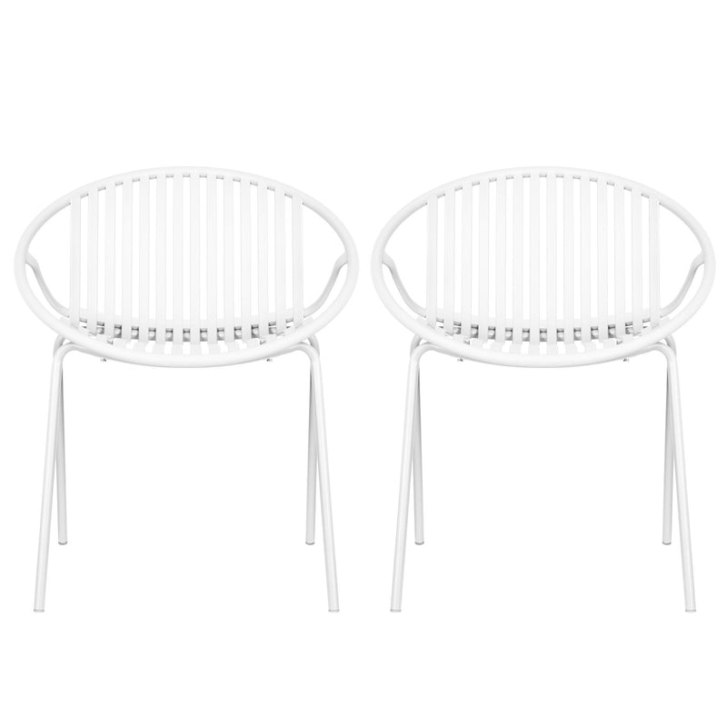 Stackable Outdoor Chairs With Breathable Plastic Backrest (Set of 2)
