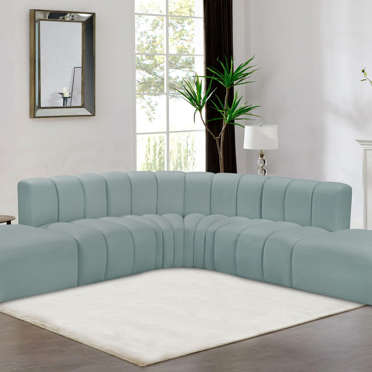 Arc - Faux Leather 6 Piece Corner Modular Sofa