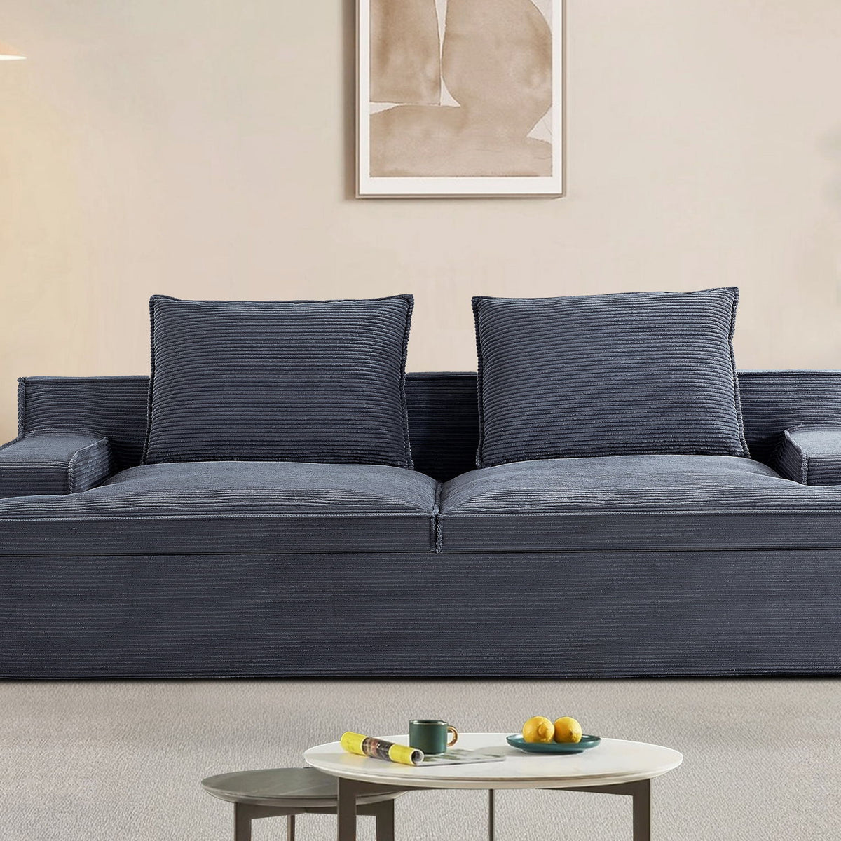 Nimbus - Oversized Full Foam 4 Seater Couch For Living Room Upholstered In Soft Corduroy, Wide Armrests