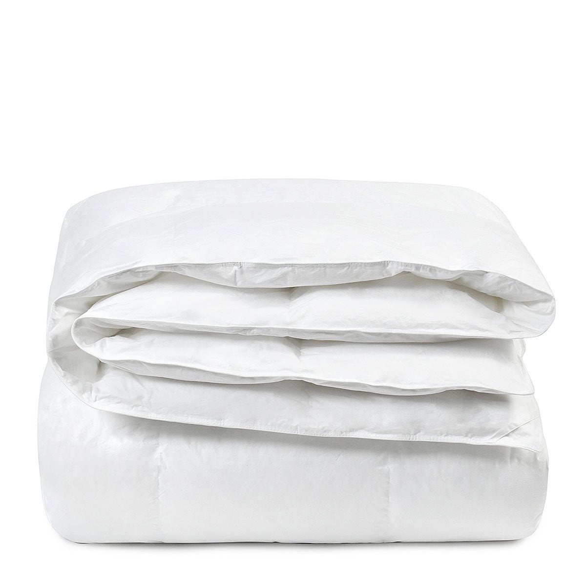 White down-alternative sham insert, folded into a compact stack with smooth fabric