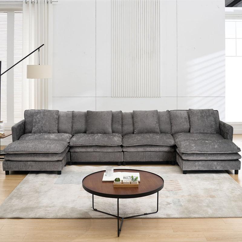 Modular U Shaped Sofa, With Adjustable Layout For Comfort And Durability - Gray