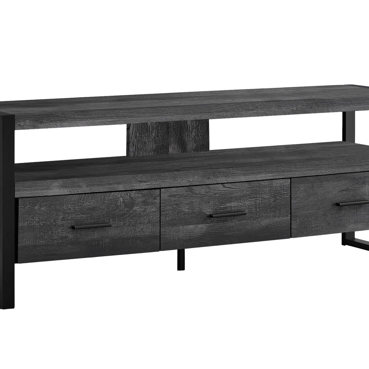 TV Stand, Console, Media Entertainment Center, Storage Solution Drawers - Black