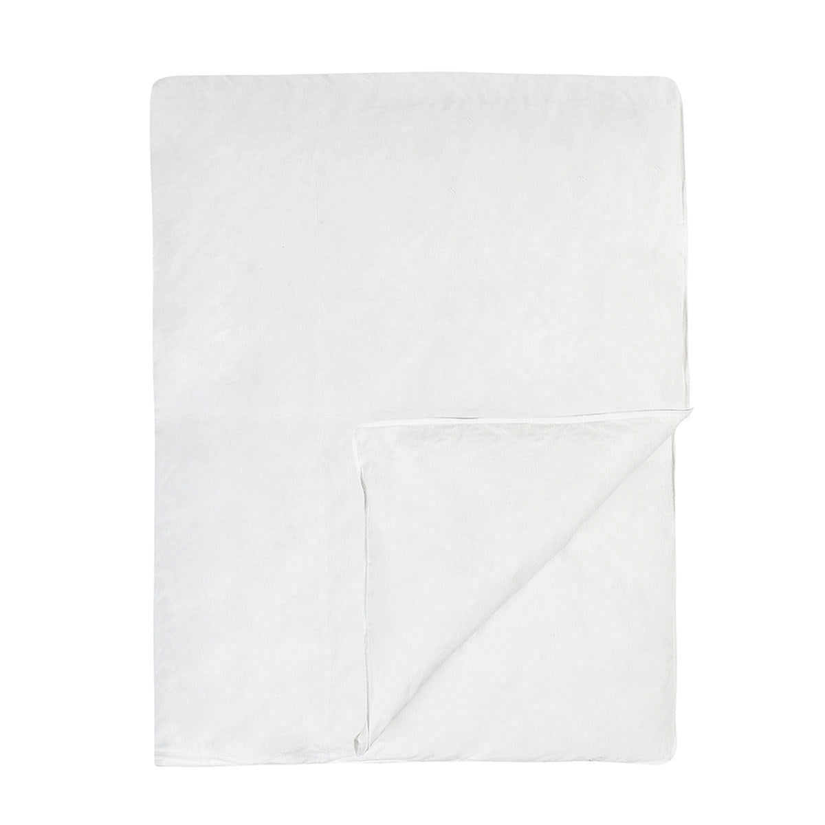 White goose down sham insert, folded with stitched corner