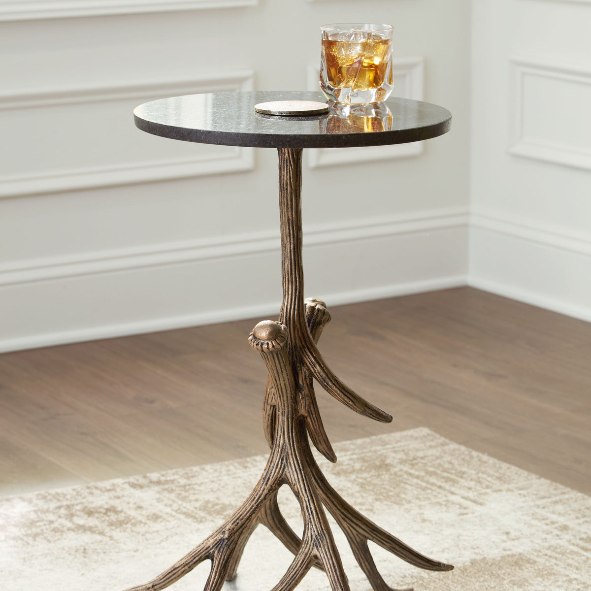 Lemkins - Accent Table - Black / Antique Gold Finish