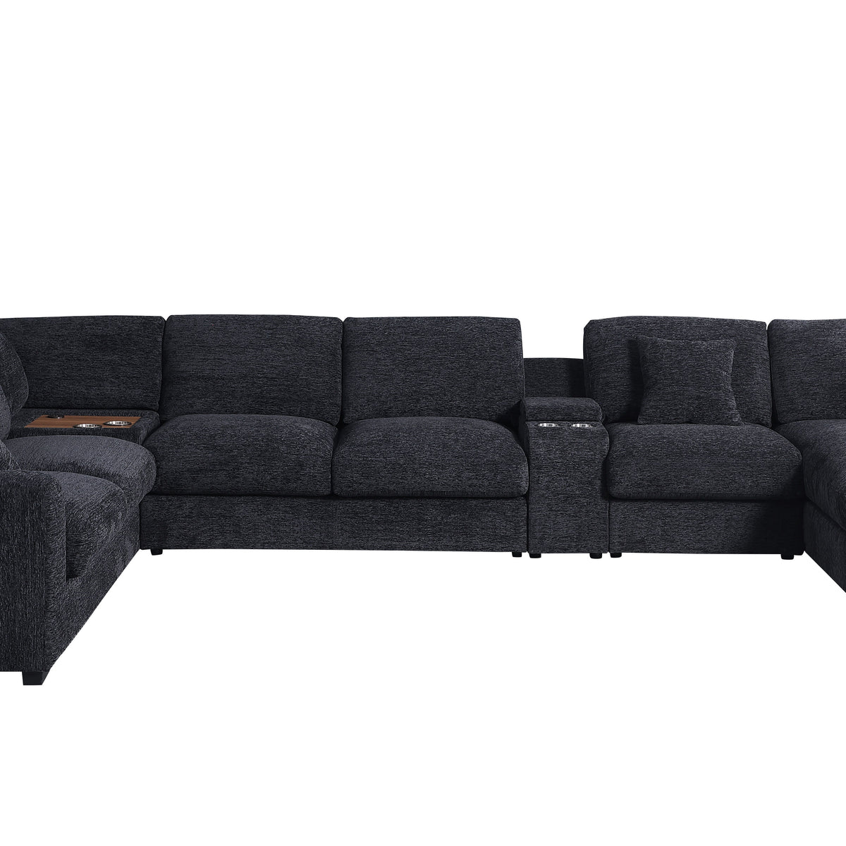 Celine - Chenille Fabric Corner Sectional Sofa With Right-Facing Chaise, Cupholders, And Charging Ports
