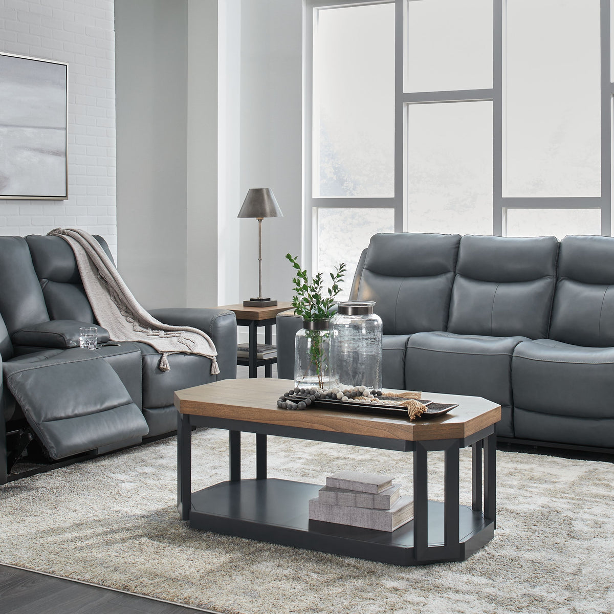 Mindanao - Steel - 2 Pc. - Power Reclining Sofa, Power Reclining Loveseat with Console