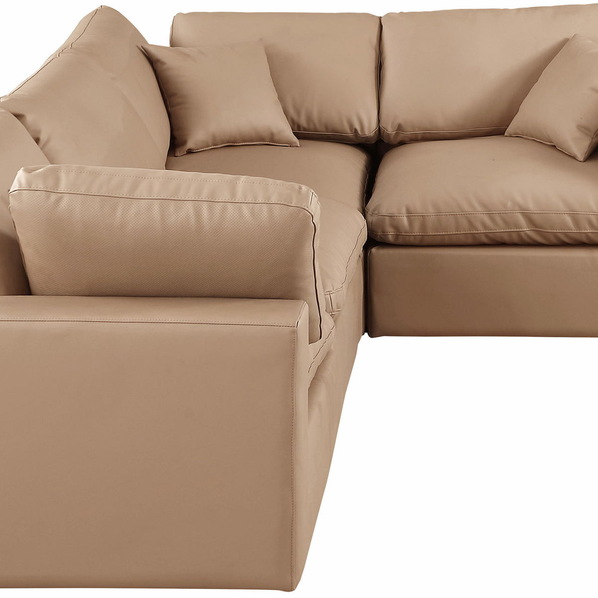 Comfy - 4 Piece Faux Leather Modular Sectional - Tan