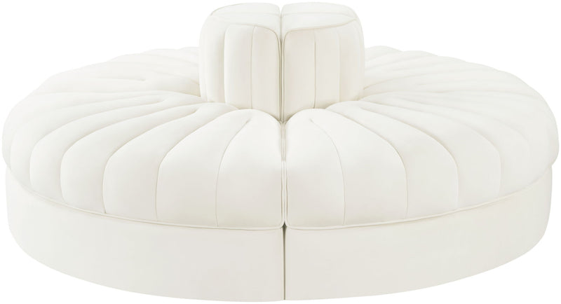 Rummi - Round Velvet Performance Fabric Upholstered 4 Piece Modular Sofa