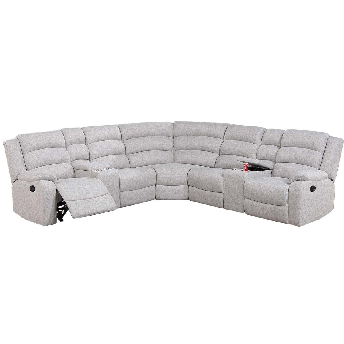 Manual Motion Reclining Loveseat 3 Piece Sectional Set With Console Storage And Cup Holders