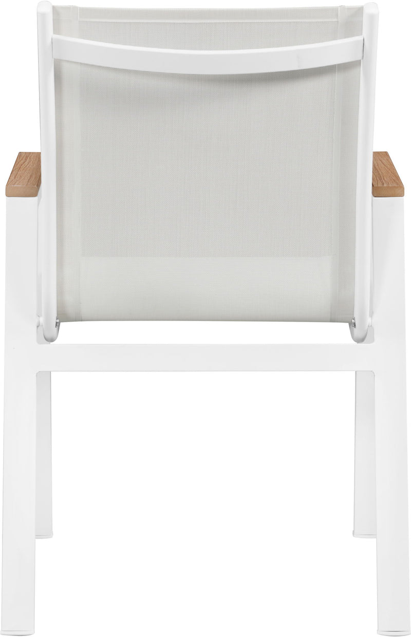 Nizuc - Outdoor Patio Dining Arm Chair With White Frame And Natural Arms (Set of 2)