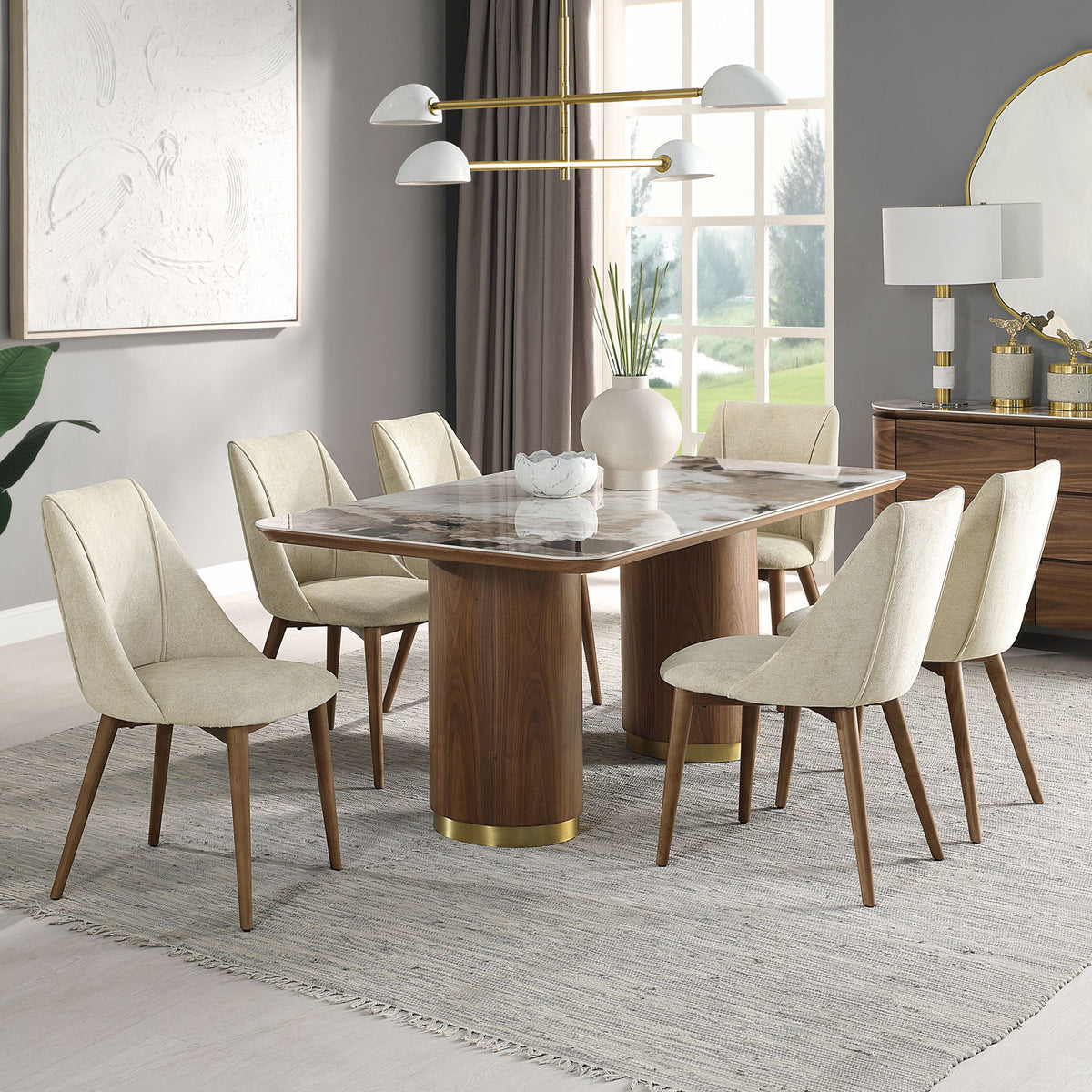 Willene - Ceramic Top Dining Table - Walnut